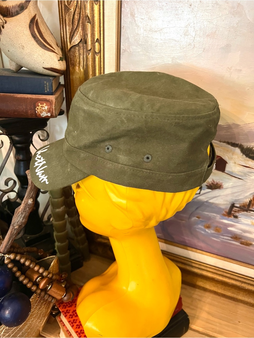 Military Style Olive Green Cadet Fatigue Hat Cap With Embroidery - Picture 5 of 8